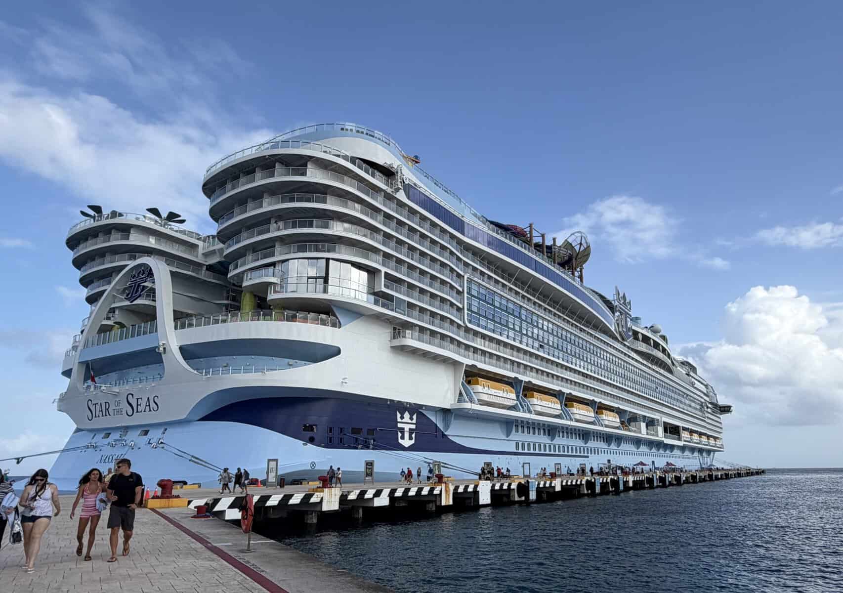 Royal Caribbean Star of the Seas docked at port under a blue sky